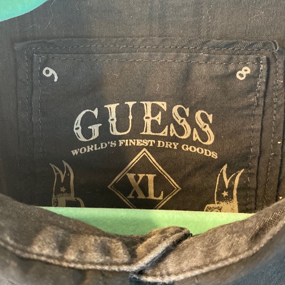 Guess Button Down with Embroidered Sleeve & Back in Black, Size XL. - Picture 9 of 9